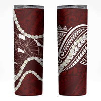 Aloha Hawaii Kalo Pikake Lei Skinny Tumbler Chest Tattoo Oxblood Hawaiian Pattern LT14 Oxblood - Polynesian Pride