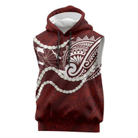 Aloha Hawaii Kalo Pikake Lei Sleeveless Hoodie Chest Tattoo Oxblood Hawaiian Pattern LT14 Oxblood - Polynesian Pride