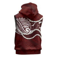 Aloha Hawaii Kalo Pikake Lei Sleeveless Hoodie Chest Tattoo Oxblood Hawaiian Pattern LT14 - Polynesian Pride