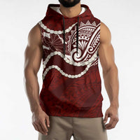 Aloha Hawaii Kalo Pikake Lei Sleeveless Hoodie Chest Tattoo Oxblood Hawaiian Pattern LT14 - Polynesian Pride