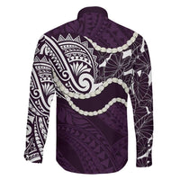 Aloha Hawaii Kalo Pikake Lei Family Matching Mermaid Dress and Hawaiian Shirt Chest Tattoo Purple Hawaiian Pattern LT14 - Polynesian Pride