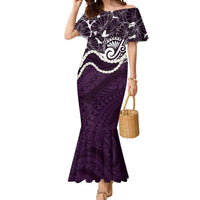 Aloha Hawaii Kalo Pikake Lei Mermaid Dress Chest Tattoo Purple Hawaiian Pattern LT14 Women Purple - Polynesian Pride