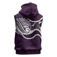 Aloha Hawaii Kalo Pikake Lei Sleeveless Hoodie Chest Tattoo Purple Hawaiian Pattern LT14 - Polynesian Pride