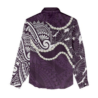 Aloha Hawaii Kalo Pikake Lei Women Casual Shirt Chest Tattoo Purple Hawaiian Pattern LT14 - Polynesian Pride