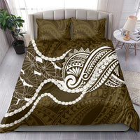 Aloha Hawaii Kalo Pikake Lei Bedding Set Chest Tattoo Gold Hawaiian Pattern
