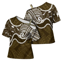 Aloha Hawaii Kalo Pikake Lei Cross Shoulder Shirt Chest Tattoo Gold Hawaiian Pattern
