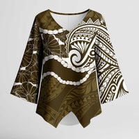 Aloha Hawaii Kalo Pikake Lei Kimono Sleeve Blouse Chest Tattoo Gold Hawaiian Pattern