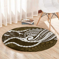 Aloha Hawaii Kalo Pikake Lei Round Carpet Chest Tattoo Gold Hawaiian Pattern