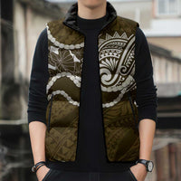 Aloha Hawaii Kalo Pikake Lei Sleeveless Puffer Jacket Chest Tattoo Gold Hawaiian Pattern
