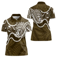 Aloha Hawaii Kalo Pikake Lei Women Polo Shirt Chest Tattoo Gold Hawaiian Pattern LT14 - Polynesian Pride