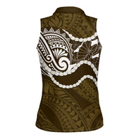 Aloha Hawaii Kalo Pikake Lei Women Sleeveless Polo Shirt Chest Tattoo Gold Hawaiian Pattern LT14 - Polynesian Pride