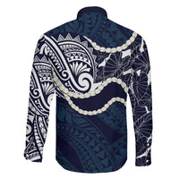 Aloha Hawaii Kalo Pikake Lei Family Matching Summer Maxi Dress and Hawaiian Shirt Chest Tattoo Oxford Blue Hawaiian Pattern LT14 - Polynesian Pride