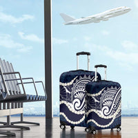 Aloha Hawaii Kalo Pikake Lei Luggage Cover Chest Tattoo Oxford Blue Hawaiian Pattern