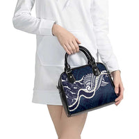 Aloha Hawaii Kalo Pikake Lei Shoulder Handbag Chest Tattoo Oxford Blue Hawaiian Pattern