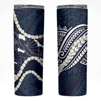 Aloha Hawaii Kalo Pikake Lei Skinny Tumbler Chest Tattoo Oxford Blue Hawaiian Pattern LT14 Oxford Blue - Polynesian Pride