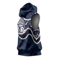 Aloha Hawaii Kalo Pikake Lei Sleeveless Hoodie Chest Tattoo Oxford Blue Hawaiian Pattern LT14 - Polynesian Pride
