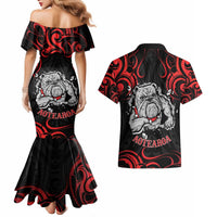 Personalised Aotearoa Bulldog Couples Matching Mermaid Dress and Hawaiian Shirt NZ Maori Tattoo LT14 - Polynesian Pride