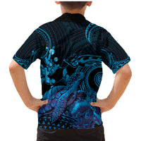 Blue Aloha Hawaii Family Matching Mermaid Dress and Hawaiian Shirt Snorkeling With Sea Turtle Polynesian Pattern LT14 - Polynesian Pride