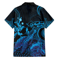 Blue Aloha Hawaii Family Matching Off Shoulder Short Dress and Hawaiian Shirt Snorkeling With Sea Turtle Polynesian Pattern LT14 - Polynesian Pride