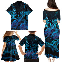 Blue Aloha Hawaii Family Matching Puletasi and Hawaiian Shirt Snorkeling With Sea Turtle Polynesian Pattern LT14 - Polynesian Pride