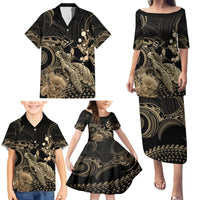Gold Aloha Hawaii Family Matching Puletasi and Hawaiian Shirt Snorkeling With Sea Turtle Polynesian Pattern LT14 - Polynesian Pride