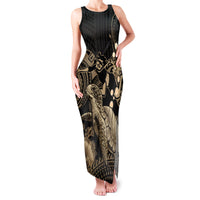 Gold Aloha Hawaii Family Matching Tank Maxi Dress and Hawaiian Shirt Snorkeling With Sea Turtle Polynesian Pattern LT14 Mom's Dress Gold - Polynesian Pride