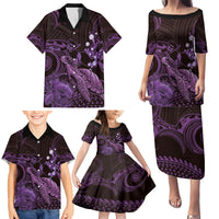 Purple Aloha Hawaii Family Matching Puletasi and Hawaiian Shirt Snorkeling With Sea Turtle Polynesian Pattern LT14 - Polynesian Pride