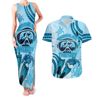 Hawaii Sea Turtle Snorkeling Is My Therapy Couples Matching Tank Maxi Dress and Hawaiian Shirt LT14 Blue - Polynesian Pride