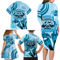 Hawaii Sea Turtle Snorkeling Is My Therapy Family Matching Long Sleeve Bodycon Dress and Hawaiian Shirt LT14 - Polynesian Pride