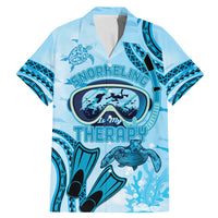 Hawaii Sea Turtle Snorkeling Is My Therapy Family Matching Mermaid Dress and Hawaiian Shirt LT14 Dad's Shirt - Short Sleeve Blue - Polynesian Pride