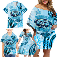 Hawaii Sea Turtle Snorkeling Is My Therapy Family Matching Off Shoulder Short Dress and Hawaiian Shirt LT14 - Polynesian Pride