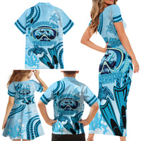 Hawaii Sea Turtle Snorkeling Is My Therapy Family Matching Short Sleeve Bodycon Dress and Hawaiian Shirt LT14 - Polynesian Pride