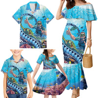Hawaii Snorkeling Honu Turtle Family Matching Mermaid Dress and Hawaiian Shirt Under The Ocean Vibes LT14 - Polynesian Pride