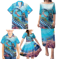 Hawaii Snorkeling Honu Turtle Family Matching Puletasi and Hawaiian Shirt Under The Ocean Vibes LT14 - Polynesian Pride