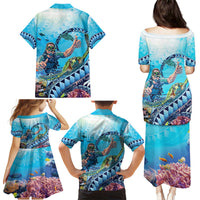 Hawaii Snorkeling Honu Turtle Family Matching Puletasi and Hawaiian Shirt Under The Ocean Vibes LT14 - Polynesian Pride