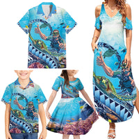 Hawaii Snorkeling Honu Turtle Family Matching Summer Maxi Dress and Hawaiian Shirt Under The Ocean Vibes LT14 - Polynesian Pride