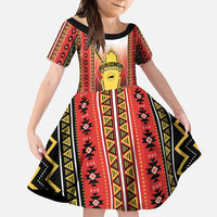 Personalised Bukidnon Philippines Family Matching Short Sleeve Bodycon Dress and Hawaiian Shirt The Food Basket of Region X LT14 Daughter's Dress Red - Polynesian Pride