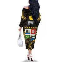Agusan del Sur Philippines Family Matching Off The Shoulder Long Sleeve Dress and Hawaiian Shirt Habagatang Agusan Lolong LT14 - Polynesian Pride