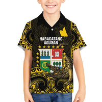 Agusan del Sur Philippines Family Matching Off The Shoulder Long Sleeve Dress and Hawaiian Shirt Habagatang Agusan Lolong LT14 Son's Shirt Black - Polynesian Pride