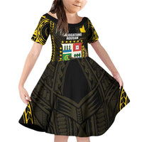 Agusan del Sur Philippines Family Matching Off Shoulder Short Dress and Hawaiian Shirt Habagatang Agusan Lolong LT14 Daughter's Dress Black - Polynesian Pride