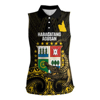 Agusan del Sur Philippines Women Sleeveless Polo Shirt Habagatang Agusan Lolong LT14 Female Black - Polynesian Pride