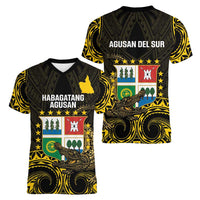 Agusan del Sur Philippines Women V-Neck T-Shirt Habagatang Agusan Lolong LT14 - Polynesian Pride