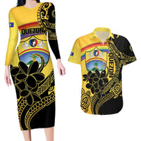 Quezon Province Couples Matching Long Sleeve Bodycon Dress and Hawaiian Shirt Cocolandia Philippines Turtle LT14 Gold - Polynesian Pride
