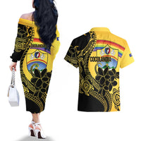 Quezon Province Couples Matching Off The Shoulder Long Sleeve Dress and Hawaiian Shirt Cocolandia Philippines Turtle LT14 - Polynesian Pride