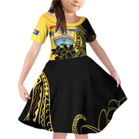 Quezon Province Family Matching Off Shoulder Short Dress and Hawaiian Shirt Cocolandia Philippines Turtle LT14 Daughter's Dress Gold - Polynesian Pride