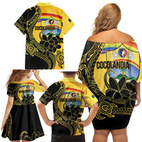 Quezon Province Family Matching Off Shoulder Short Dress and Hawaiian Shirt Cocolandia Philippines Turtle LT14 - Polynesian Pride