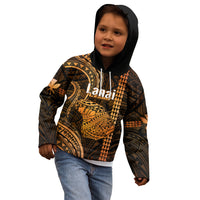 Polynesian Pride Hawaiian Islands Kid Hoodie Lani Map Gold Kanaka With Kakau LT14 - Polynesian Pride