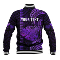 Personalised Hawaiian Islands Baseball Jacket Kauai Map Purple Kanaka With Kakau LT14 - Polynesian Pride