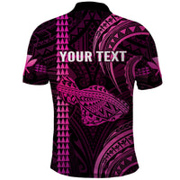Custom Hawaiian Islands Polo Shirt Maui Map Pink Kanaka With Kakau LT14 - Polynesian Pride