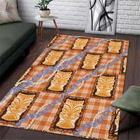 Aloha Hawaii Tiki Palaka Motifs Area Rug Honohono Lei Orange Elegant Vibes LT14 Orange - Polynesian Pride